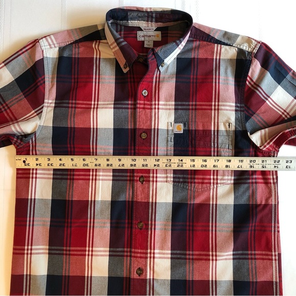 Carhartt Red/Tan/Blue Casual Button Down Relaxed Fit Shirt Size M - Picture 4 of 8